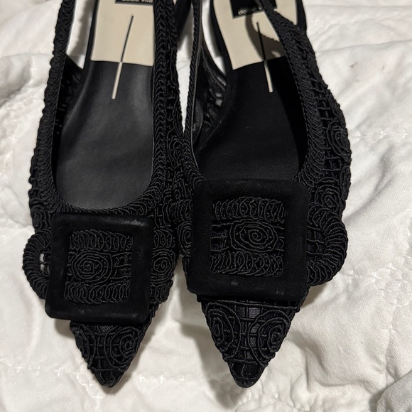 Dolce Vita Pauly Macrame Slingback Sandals Black Size 9 Brand New Flats Elegant - Picture 7 of 8